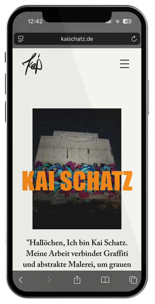 Mobile Ansicht der Kai Schatz Website